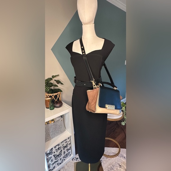 NEW Karen Millen Black Sweetheart Neckline Midi length Dress New with Tags Sz 12 - Picture 10 of 15